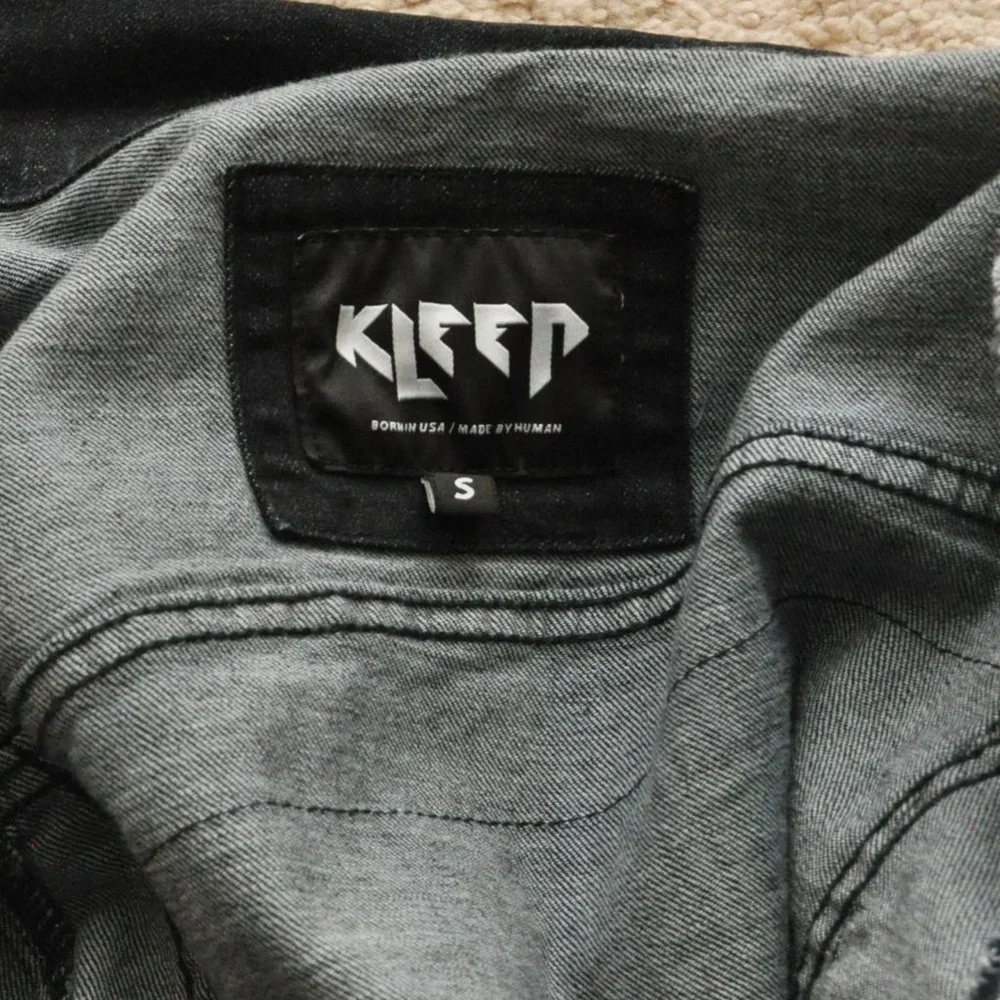 Kleep Biggie Smalls Bowie Warhol Dark Denim Jean Jacket Sz S